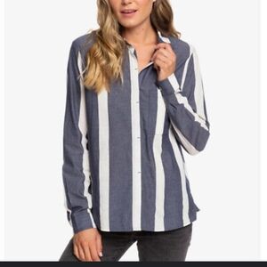 Roxy blue and white striped button up